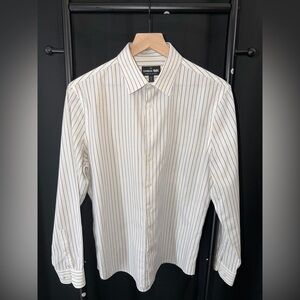 Express Men’s White Shirt with Thin Black Pinstripes